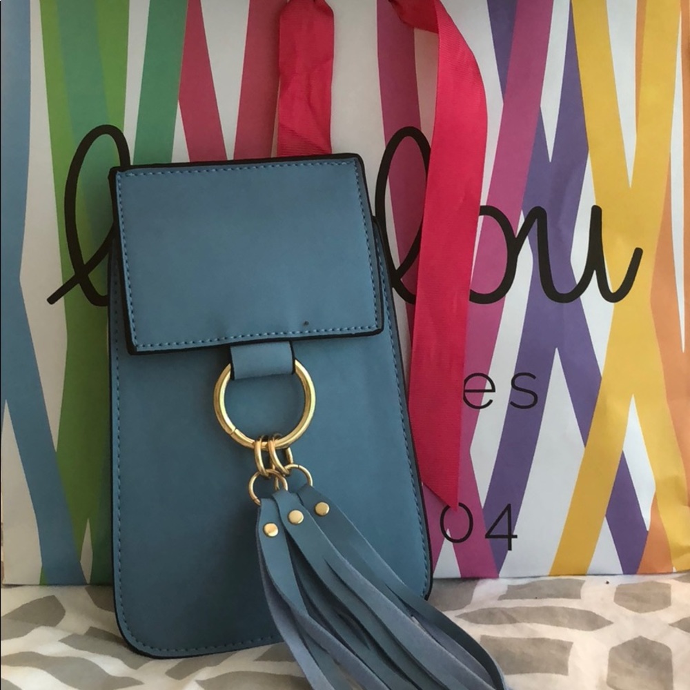 NEW Blue Tasseled Phone Crossbody